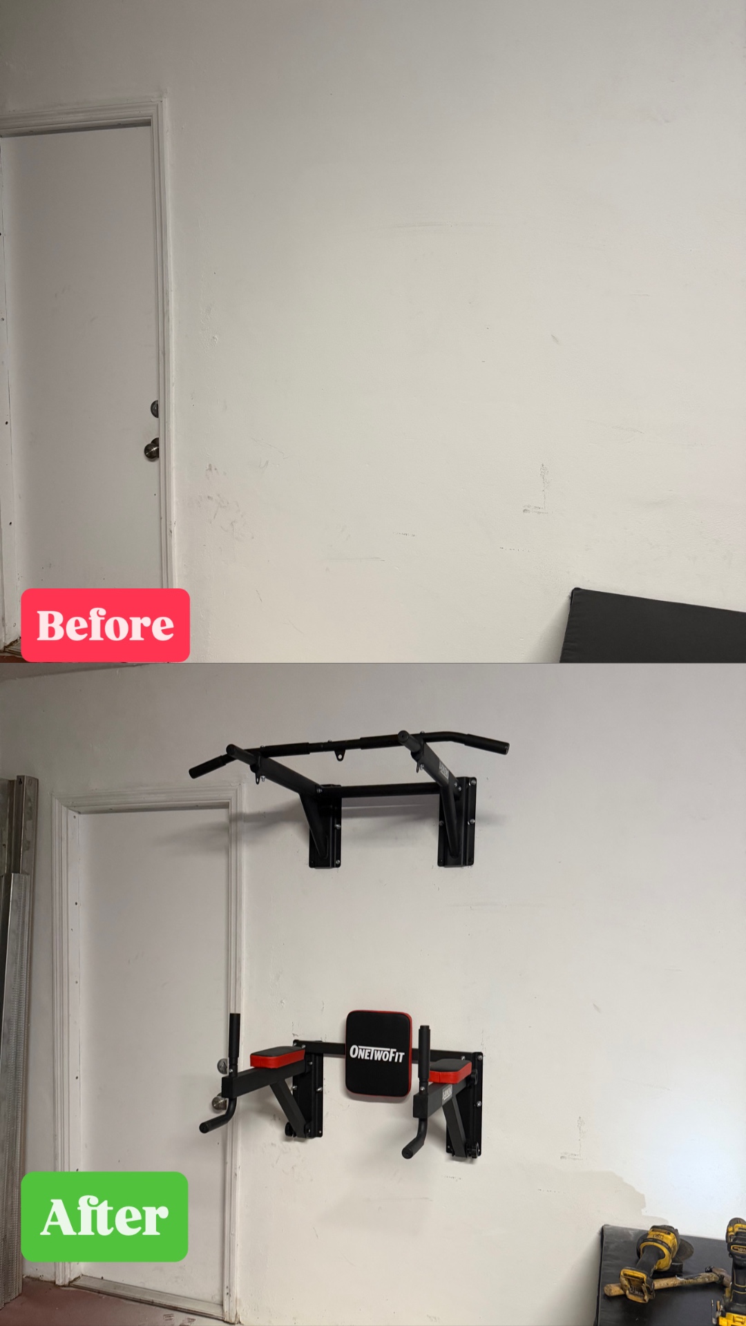 Wall-Mounted Pull-Up Bar Install
