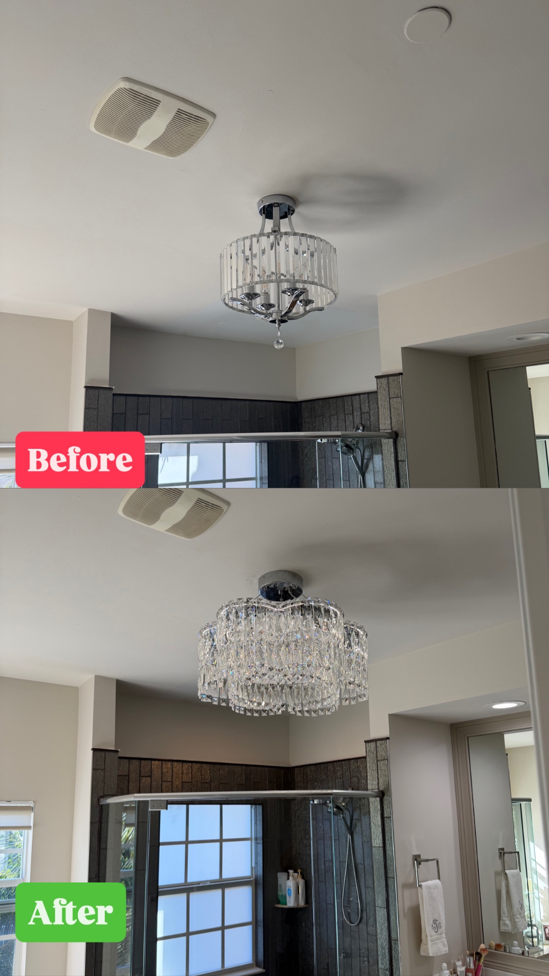 Bathroom Chandelier Upgrade