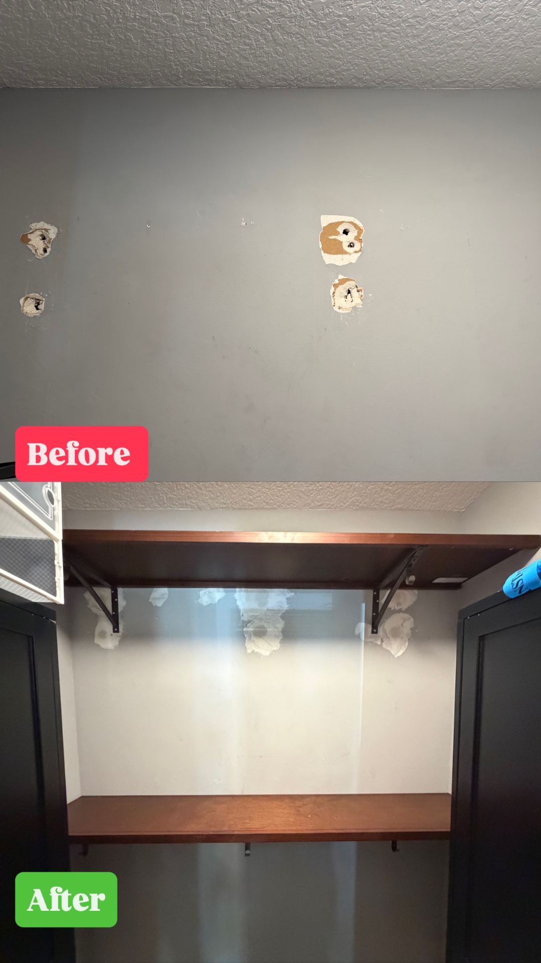 Drywall Repair & Shelf Install
