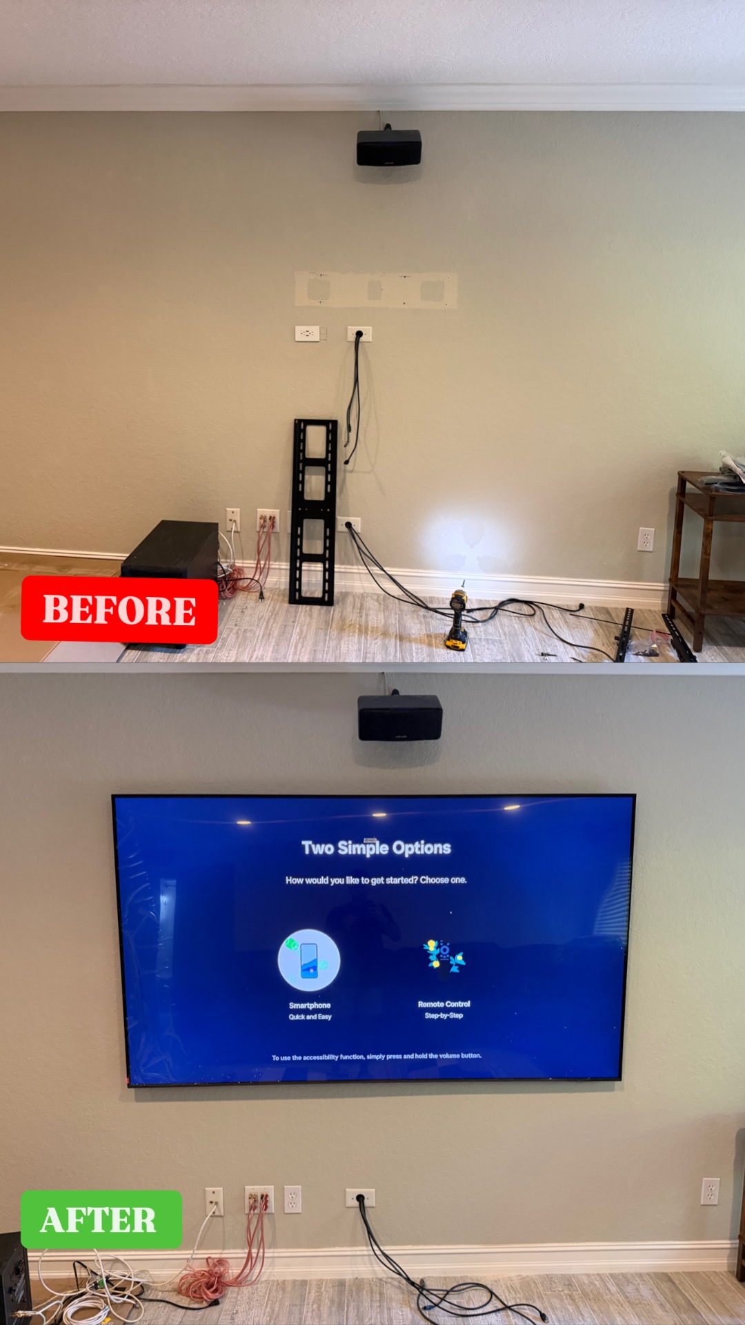 Living Room TV Mount & Cable Concealment